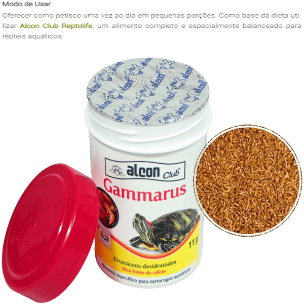 Encontraproduto.com.br - Ração Alcon Club Gammarus 11g Para Tartarugas Aquáticas Kit Com 4