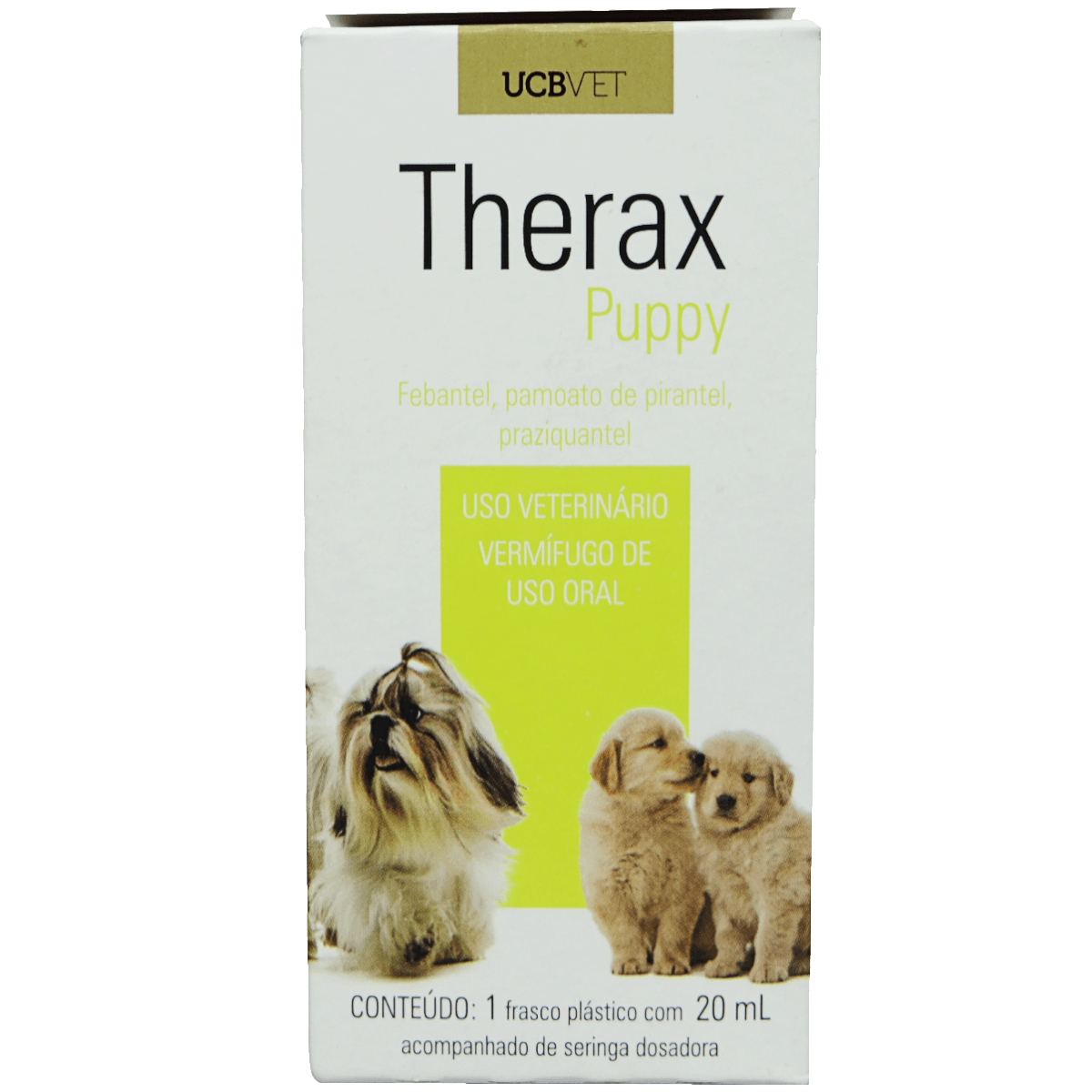 Encontraproduto.com.br - Therax Puppy 20ml Vermífugo Para Cães ucbvet Kit Com 4