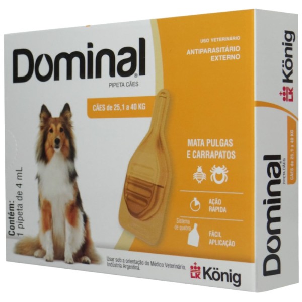 Encontraproduto.com.br - DOMINAL PIPETA PARA CÃES 25,1 A 40KG 4ML LARANJA KIT COM 10