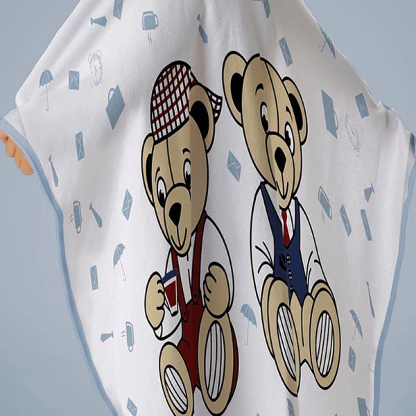 Toalha de Banho Baby Tecebem com Capuz Estampada Greg 70cmx90cm Branco
