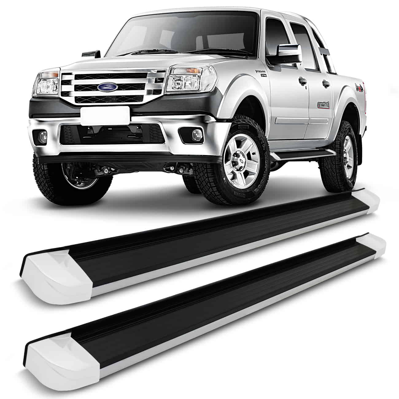 Encontraproduto.com.br - Estribo Lateral Ranger 2001 a 2012 Cabine Dupla Branco Ártico Combat Plataforma