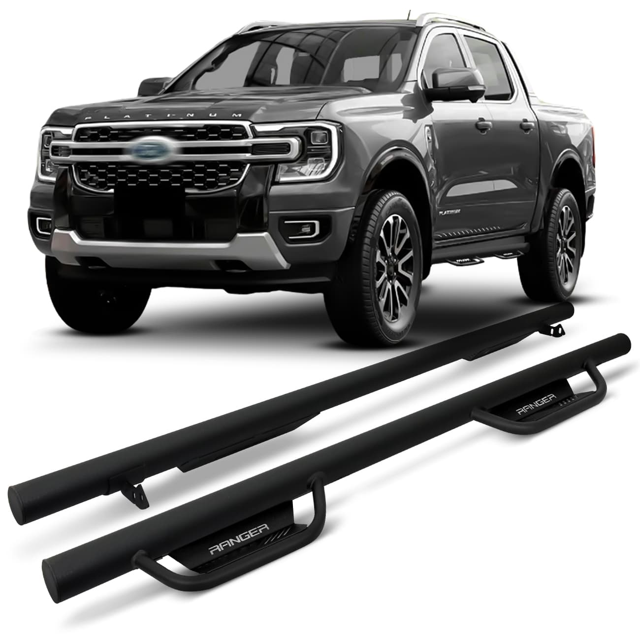 Estribo Lateral Tubular Ranger 2013 a 2024 Cabine Dupla Preto