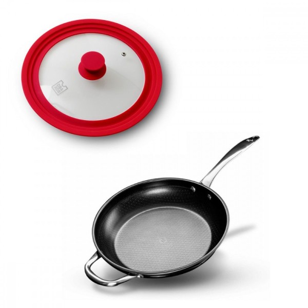Encontraproduto.com.br - Combo Frigideira Antiaderente + Tampa De Vidro Adapt Cover