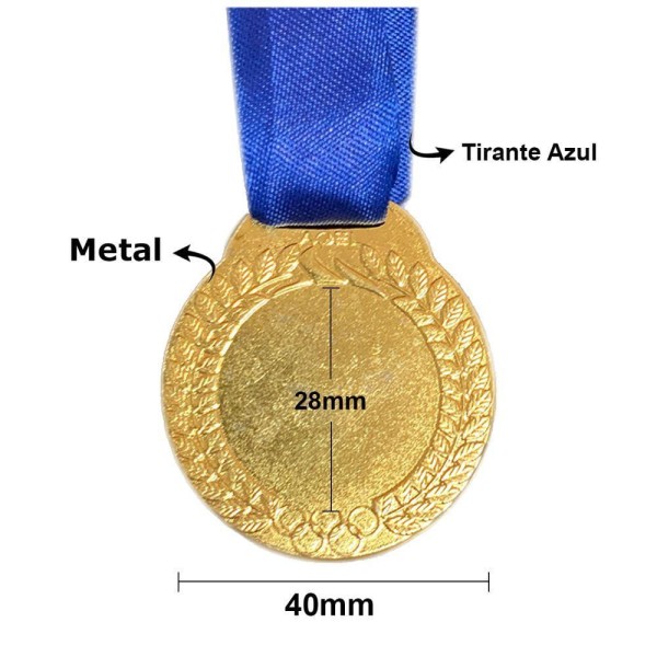 Encontraproduto.com.br - 10 Medalhas De 4cm Metal Redondas Com Centro Liso + Fita ouro
