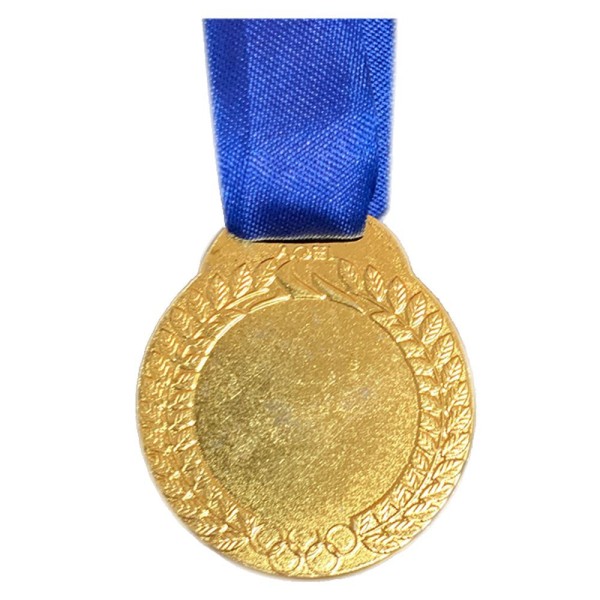 Encontraproduto.com.br - 10 Medalhas De 4cm Metal Redondas Com Centro Liso + Fita ouro