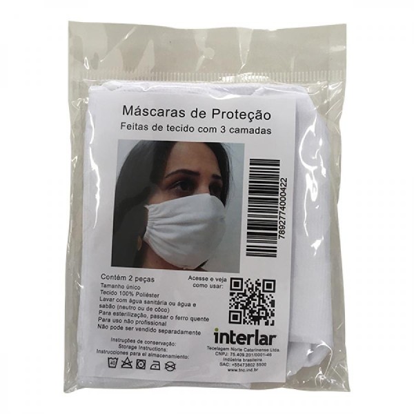Encontraproduto.com.br - Máscara De Proteção Interlar Branco Com 2 Unidades