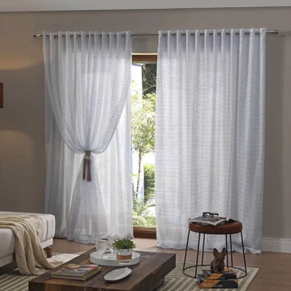 Encontraproduto.com.br - Cortina Interlar de Renda Classica para Sala/Quarto Com Forro 3,00m x 1,80m Pantalla Branca