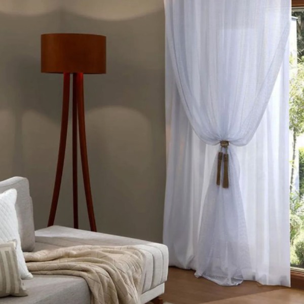 Encontraproduto.com.br - Cortina Interlar de Renda Classica para Sala/Quarto Com Forro 3,00m x 1,80m Pantalla Branca