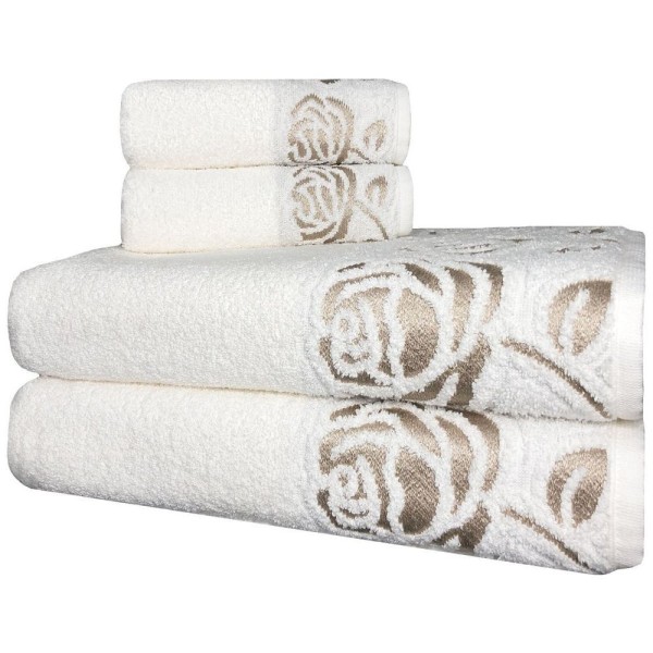Encontraproduto.com.br - Jogo De Toalha Bordada Kit De Toalha 2 Banho 2 Rosto