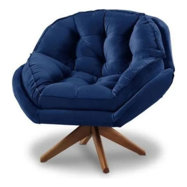 Poltrona Decorativa Estofada Base Giratória Califórnia Cor:cinza