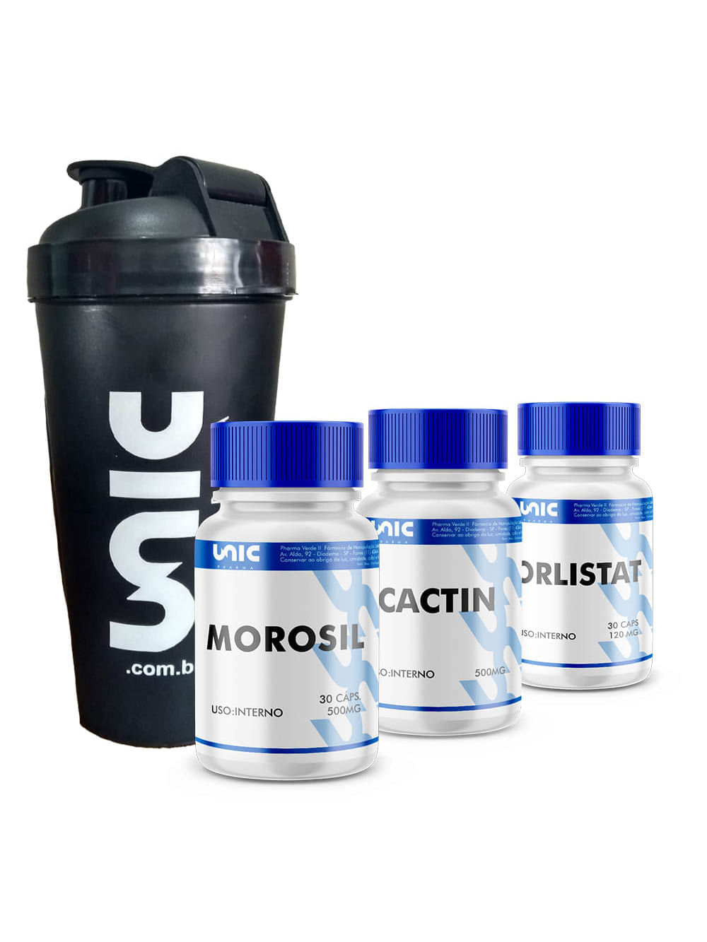 Morosil + Cactin + Orlistat + Coqueteleira cor Preto
