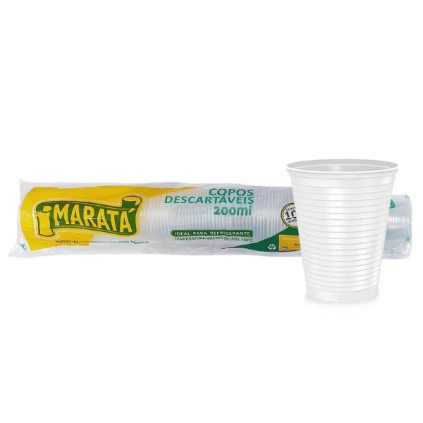Copo Descartável p/ Água Maratá 200ml c/ 100 Unid