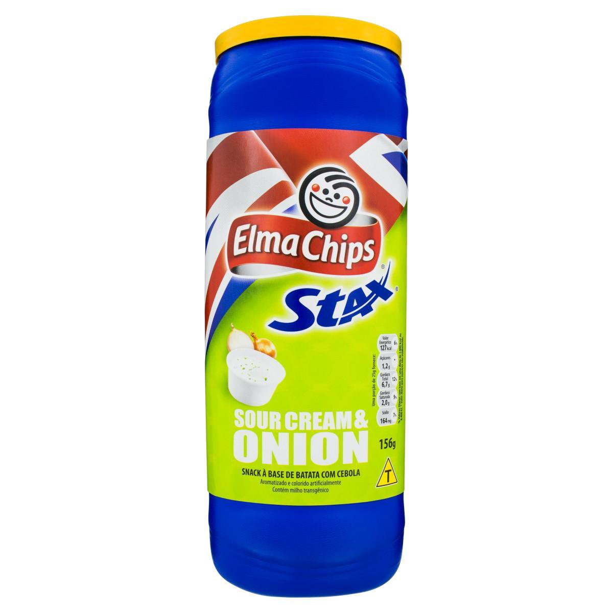 Encontraproduto.com.br - Snack Á Base De Batata Com Cebola Stax Elma Chips Pote 156G