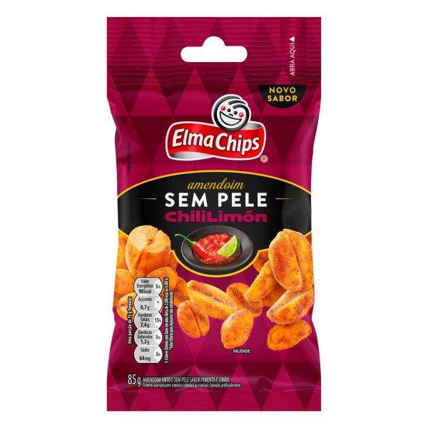 Encontraproduto.com.br - Amendoim Sem Pele Elma Chips Chililimo 85g
