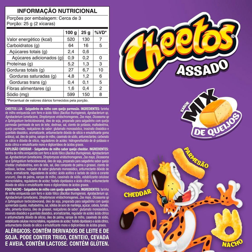 Encontraproduto.com.br - Salgadinho Cheetos Mix Queijos Elma Chips 82g