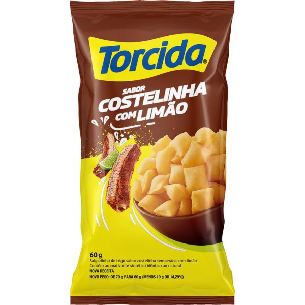 Salgadinho Lucky Torcida Costelinha com limão Pacote com 60g
