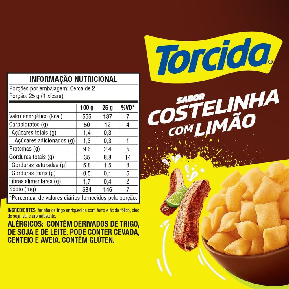 Encontraproduto.com.br - Salgadinho Lucky Torcida Costelinha com limão Pacote com 60g