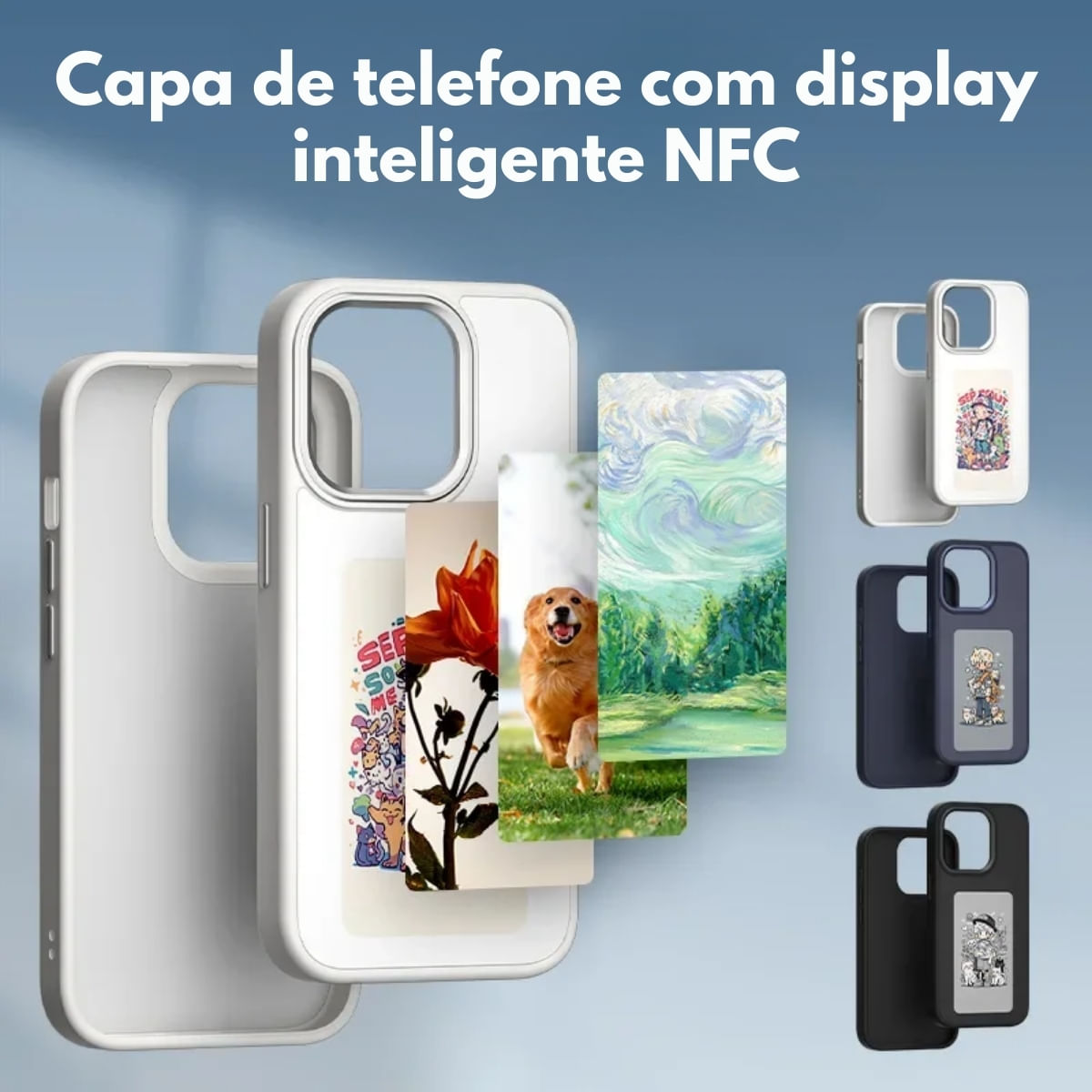 Encontraproduto.com.br - Capa Smart Display E-Ink NFC DIY Para Iphone 13 14 15 ProMax