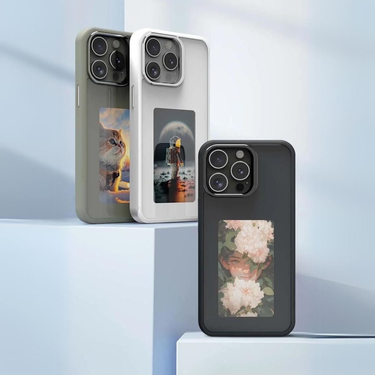 Encontraproduto.com.br - Capa Smart Display E-Ink NFC DIY Para Iphone 13 14 15 ProMax