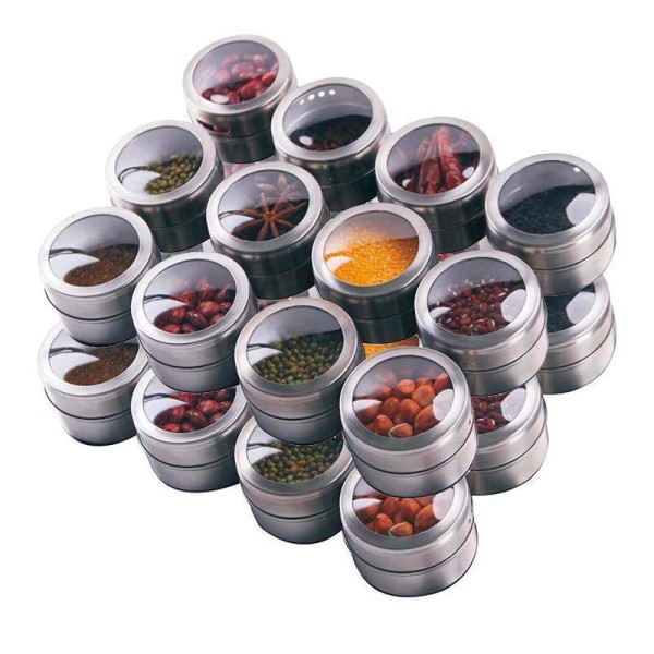 Encontraproduto.com.br - Conjunto 24 Potes Porta Condimentos Imã Geladeira Saleiro