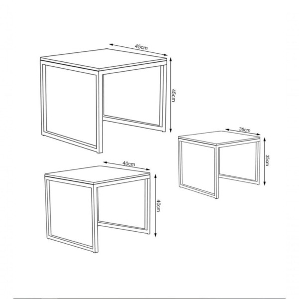 Encontraproduto.com.br - Trio Mesa Lateral Isabela Preto Vidro