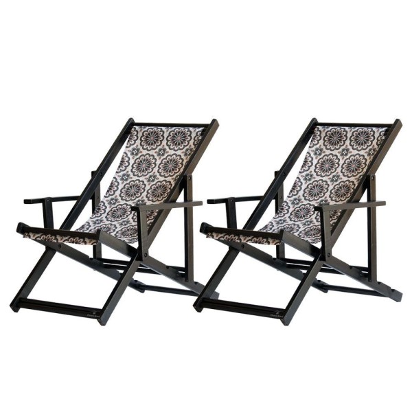 Encontraproduto.com.br - Kit 2 Espreguiçadeiras Dobrável Black Cb-mandala