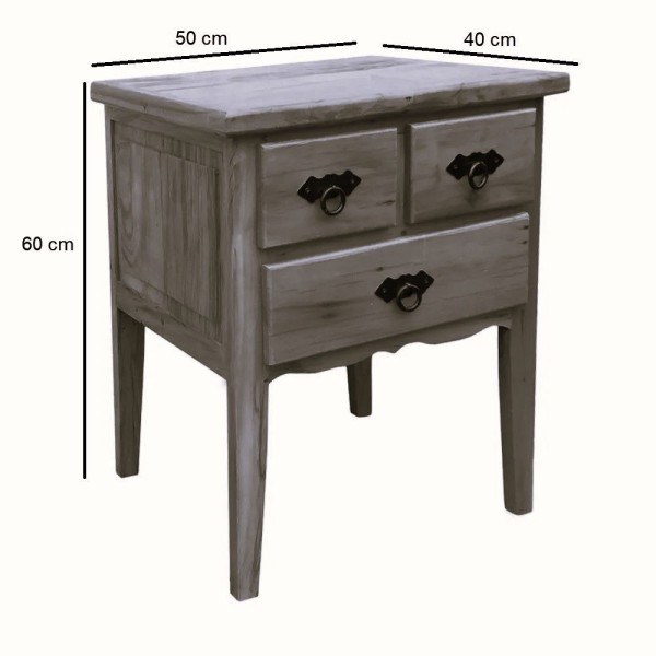 Encontraproduto.com.br - Mesa Cabeceira 50 Cm 1 Gaveta Madeira Maciça Natural