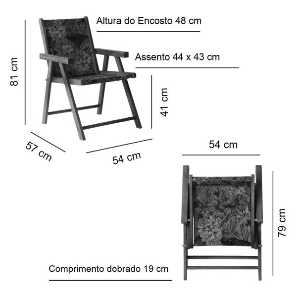 Encontraproduto.com.br - Kit 2 Cadeiras Praia Dobrável Em Madeira Maciça Envernizada Com Tecido Amarelo
