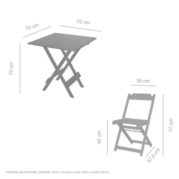 Encontraproduto.com.br - Conjunto Dobrável 70 X 70 Com 4 Cadeiras Madeira Maciça Mista