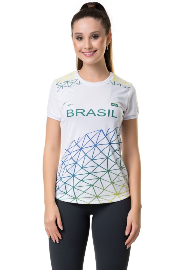 Camiseta Elite Brasil Letter Feminina - Branco e Verde