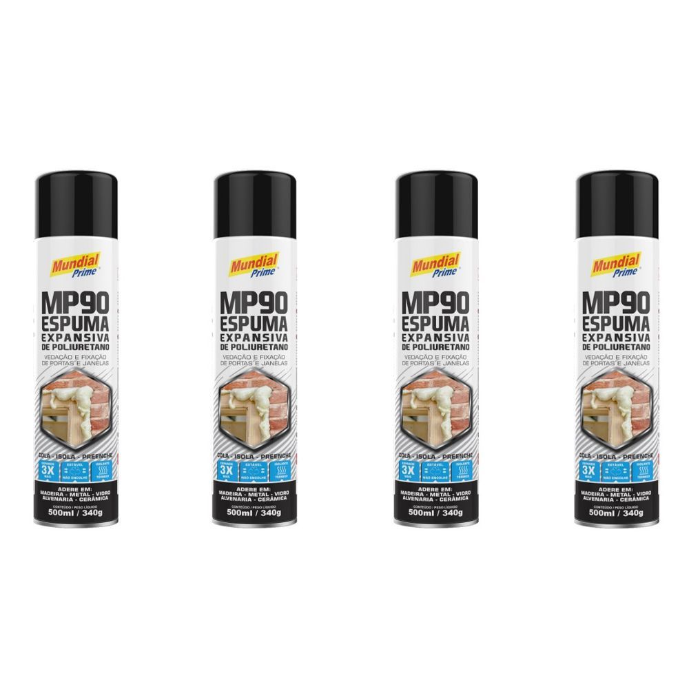 Encontraproduto.com.br - Kit Espuma Expansiva De Poliuretano Mp90 500ml 4 Unidades