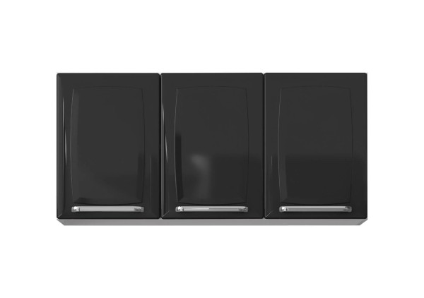 Armário Aéreo de Cozinha Preto3 Portas Luce