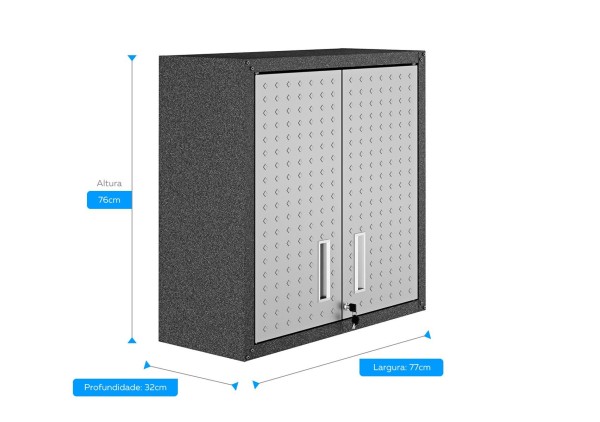 Encontraproduto.com.br - Armário Aéreo Multiúso Titanium Itatiaia - 2 Portas - Preto c/Cinza