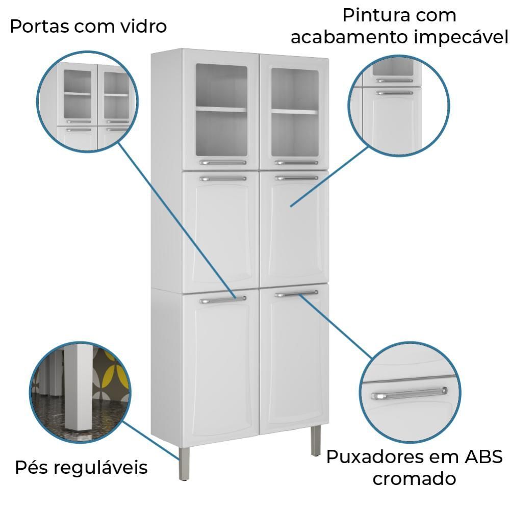 Encontraproduto.com.br - Paneleiro em Aço Tarsila Itatiaia 6 Portas e Vidro IPLDV-70 - Branco