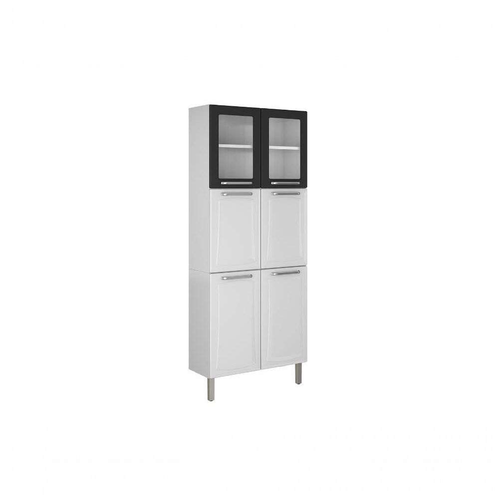 Encontraproduto.com.br - Paneleiro Itatiaia Duplo c/ Vidro em Aço Branco c/ Preto 6 Portas Tarsila