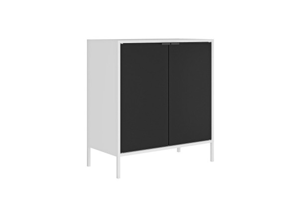 Encontraproduto.com.br - Balcão Alto Multiúso Itatiaia Smart - 2 Portas - Preto c/ Branco Matte