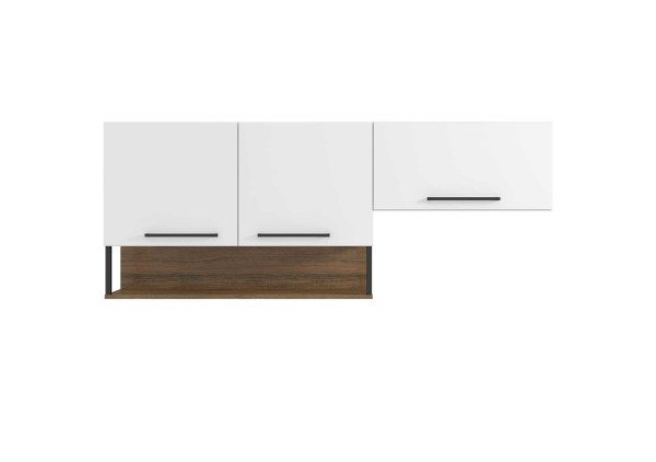 Armário Aéreo 2 em 1 Cozinhas Itatiaia Bali - 2 Portas c/nicho e 1 Porta Horizontal - Branco Matte