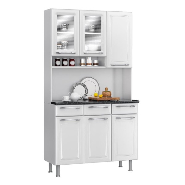 Encontraproduto.com.br - Cozinha Compacta Itatiaia Prisma com 6 Portas e 3 Gavetas - 105cm de largura Branco