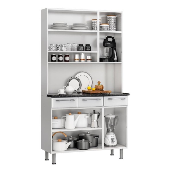 Encontraproduto.com.br - Cozinha Compacta Itatiaia Prisma com 6 Portas e 3 Gavetas - 105cm de largura Branco