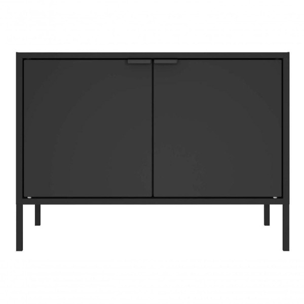Encontraproduto.com.br - Balcão Multiúso Baixo com 2 Portas Preto Matte Smart