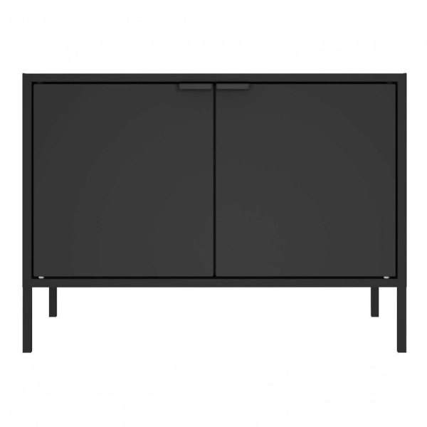 Encontraproduto.com.br - Balcão Multiúso Baixo com 2 Portas Preto Matte Smart