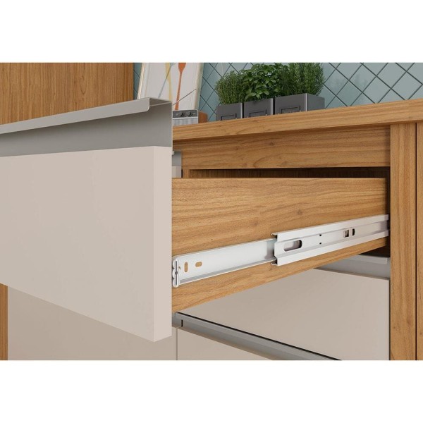 Encontraproduto.com.br - Balcão de Cozinha Itatiaia em Madeira com 1 Porta e 4 Gavetas Off White Lisboa