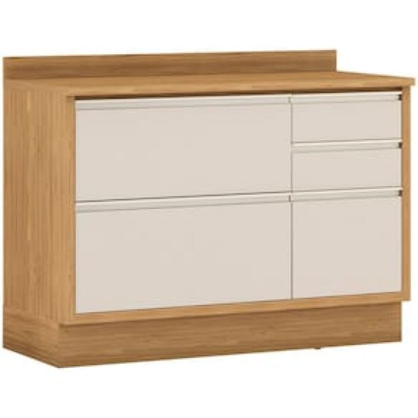 Encontraproduto.com.br - Balcão de Cozinha Itatiaia em Madeira com 1 Porta e 4 Gavetas Off White Lisboa