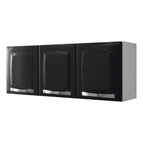 Kit de Cozinha Compacta Branca e Preta em Aço 4 portas 1 Gaveta Pratika