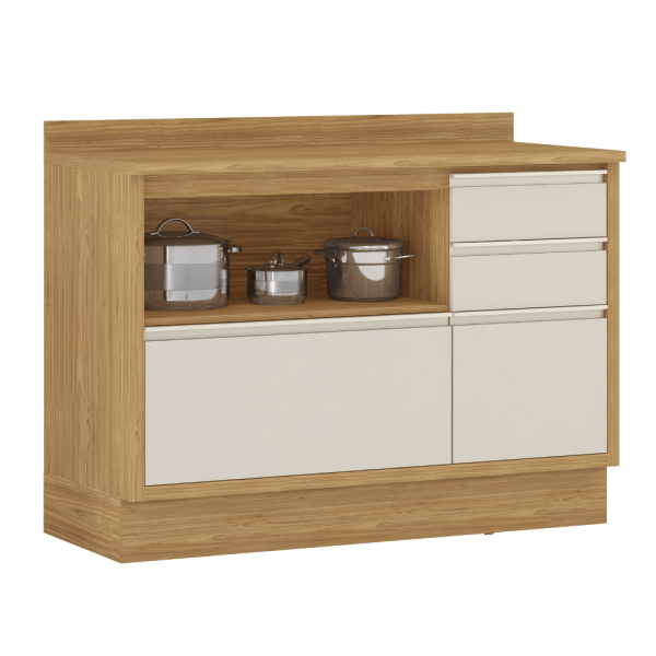 Encontraproduto.com.br - Cozinha Completa Itatiaia Lisboa 280cm em Madeira Off White
