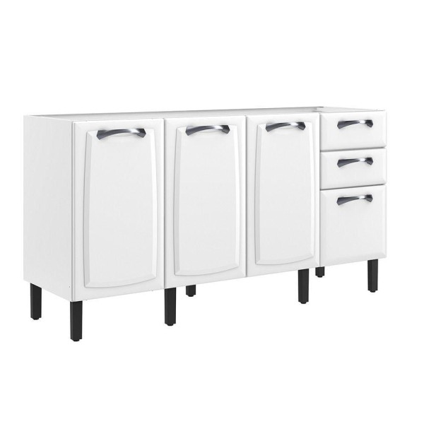 Encontraproduto.com.br - Balcão de Cozinha Itatiaia em Aço 4 Portas 2 Gavetas Branco SEM TAMPO New Premium
