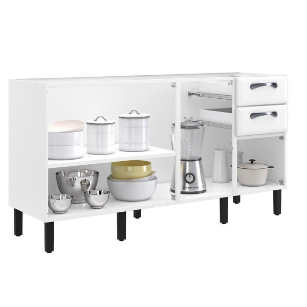 Encontraproduto.com.br - Balcão de Cozinha Itatiaia em Aço 4 Portas 2 Gavetas Branco SEM TAMPO New Premium