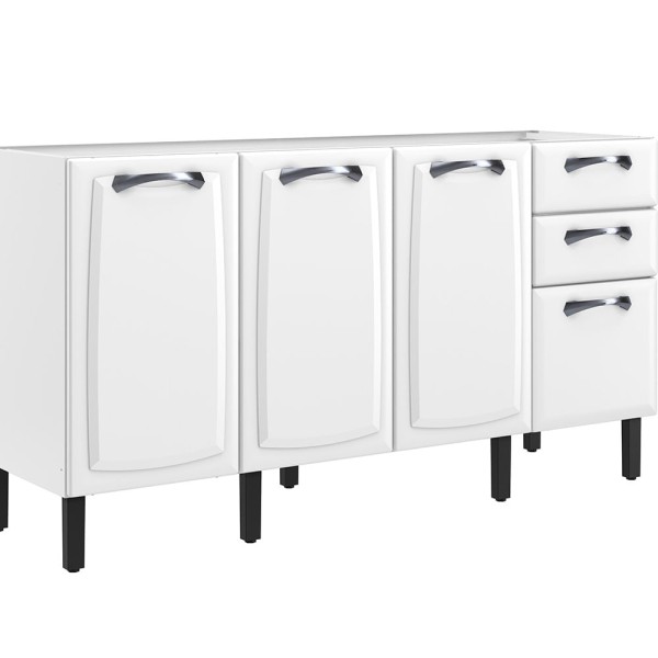 Encontraproduto.com.br - Balcão de Cozinha Itatiaia em Aço 4 Portas 2 Gavetas Branco SEM TAMPO New Premium