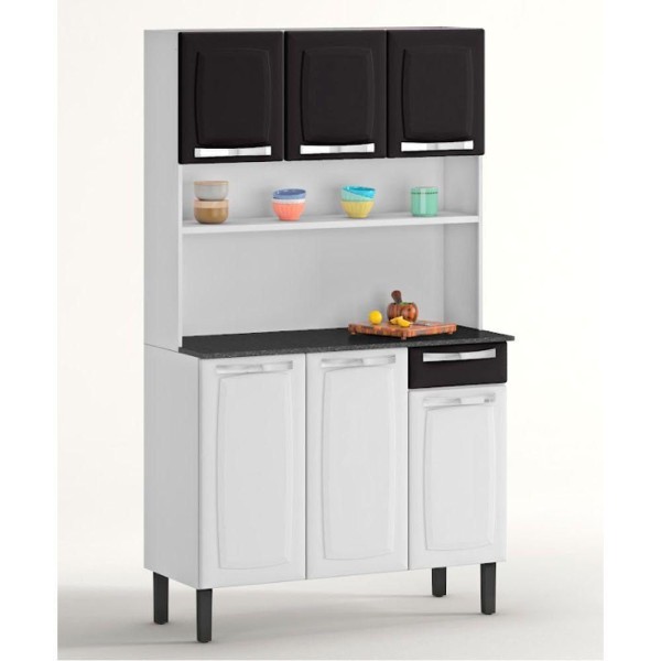Encontraproduto.com.br - Kit de Cozinha Itatiaia Branco e Preto Rose