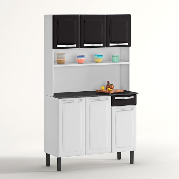 Encontraproduto.com.br - Kit de Cozinha Itatiaia Branco e Preto Rose